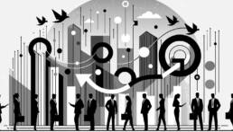Data streams representing AI and its influence on business success